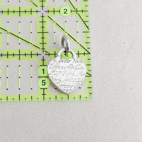 Tiffany & Co Notes Cursive Heart Tag Charm Sterling Silver Authentic 1" 6g - Picture 6 of 6